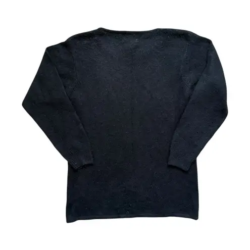 Vintage 80s Marnie West Holiday Sequin Beaded Silk Blend Sweater Size Medium Black