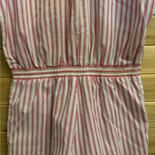 Vintage 60’s Alternating Current Size Medium Pinstripe Collared Romper Pink