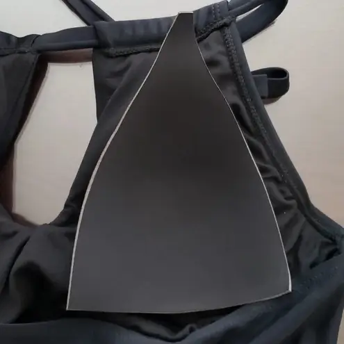 Island Waves Swim Tankini Moorea Adjustable Keyhole Halter Top Black Size 8