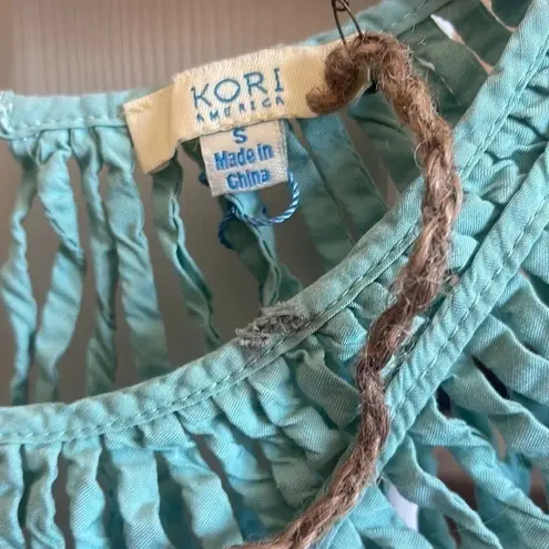 Kori America Aqua Patchwork Boho Sleeveless Dress NWOT