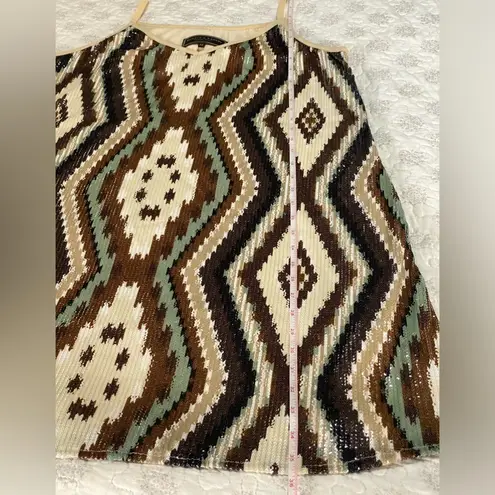 Double D Ranch Sequin Spaghetti Strap Aztec Dress Western Medium w/pockets