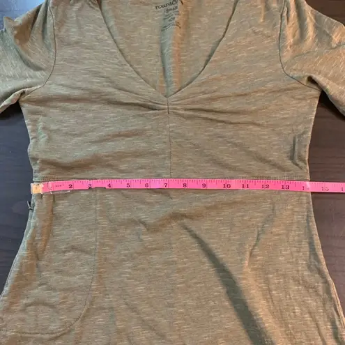 TOAD&CO Rosalinda Dress With Pocket Green V Neck 3/4 Sleeve Organic Cotton Small