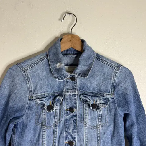 Abercrombie & Fitch  Jacket Womens Small Blue Denim Distressed Jean Trucker Coat thumbnail 3