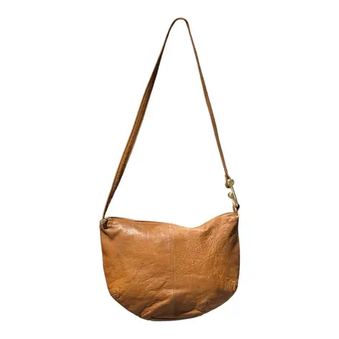 Jacqueline Ferrar Brown Leather Hobo Women Crossbody Bag Tan