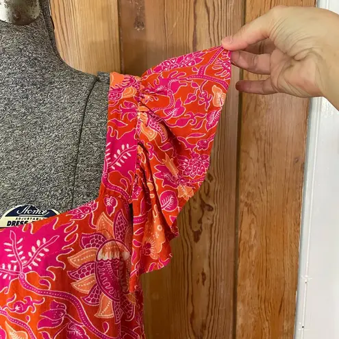 House of Harlow Maxi Dress Floral Flutter Ruffle Sleeve & Pockets