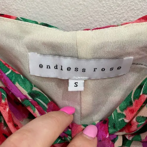 Endless Rose Floral Fitted Summertime Ruched Mini Dress Size Small