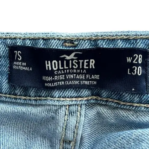 Hollister High Rise Vintage Flare Wide Leg Stretch Jeans Size 7Short  Med Wash