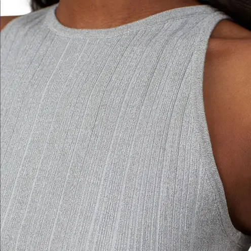 Derek Lam 10 Crosby Gray Silver Metallic Rheya Knit Crop Top