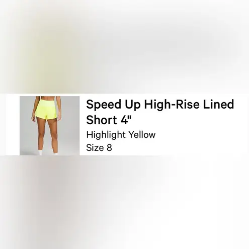 Lululemon  Speed Up shorts high rise in electric yellow