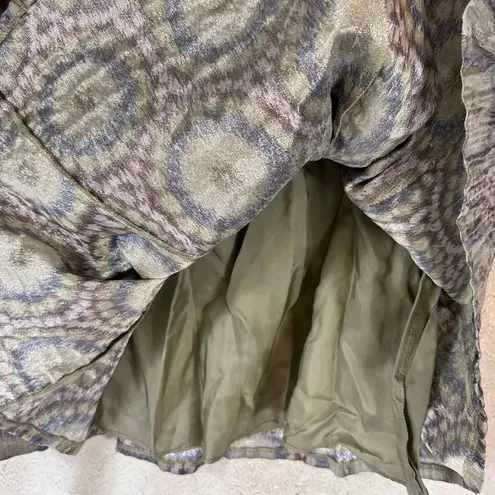 Lafayette 148 New York Metallic Abstract Print Shimmering Silk Blend Flare Skirt Blue Size 6 - Image 8