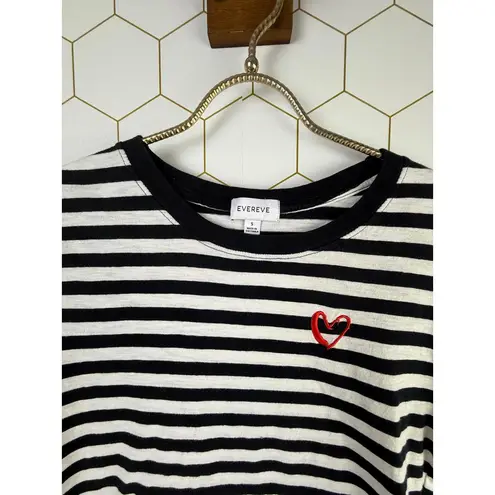 Evereve Striped Women's T-Shirt with Heart Detail - Size - Small