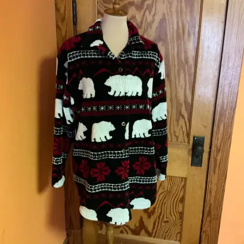 Vtg 90s polar bear fleece jacket Black Size L