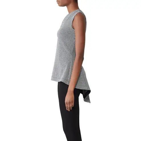 Derek Lam Collective Patterned Peplum Top 44 Medium Black white