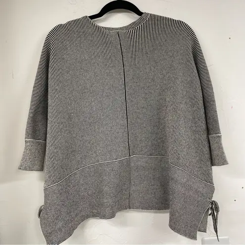 CAbi  Black White Striped Boxy Fit Full Zip Cardigan Sweater Women XS Lagenlook