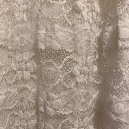 Womens White Lace Mini Dress S Small Bust 34” Lined Short Sleeve