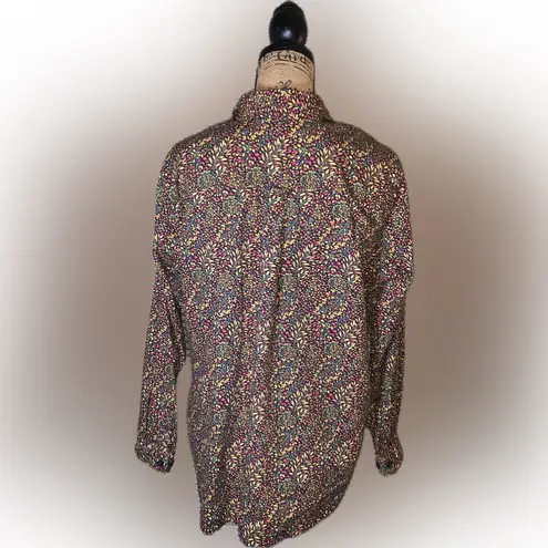 Duluth Trading Printmaker Shirt Leaf Floral Utility Button Down Shirt XL Yellow