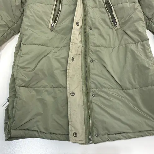 Free People  Side Zip & Snap Parka Teddy Lined Hood Sage XS