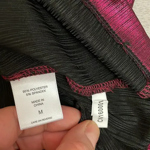 New York And Company Hot Pink Shimmery 3/4 Sleeve Wrap Blouse Size Medium