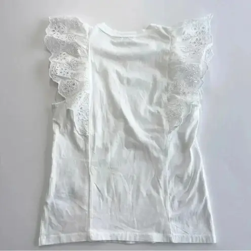 J Crew Factory White Ruffle Sleeve Eyelet Cotton Top XS NWT