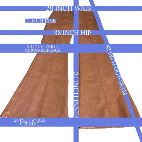 Avec Les Filles BROWN FAUX LEATHER FLARE LEG PANTS (S)