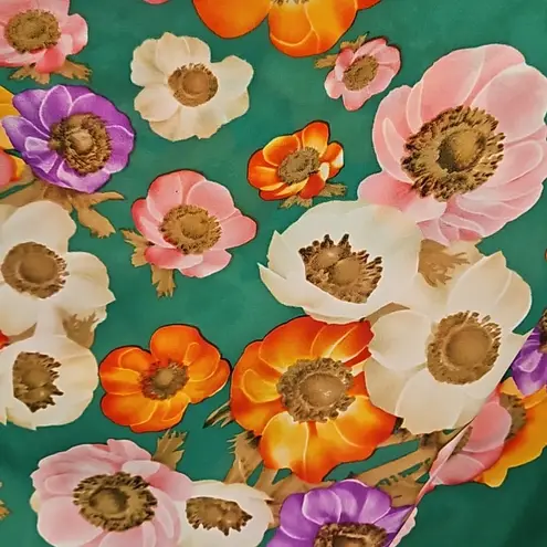 Michael Costello 💕💕 Plunging Kimono Dress ~ Green Floral Print