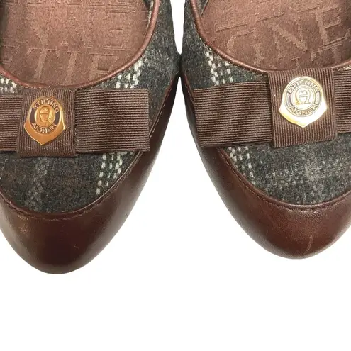 Etienne Aigner Women's E-Zane Plaid Fabric Leather Trim Pumps Heel Size 8M