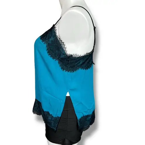 Mossimo Womens Camisole Tank Top Spaghetti Strap Lace Accent Teal Green Black XL