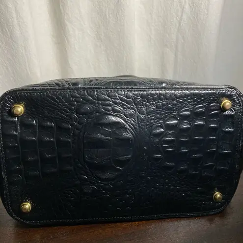 Brahmin Brahman Vivian black-and-white stripe Croc-Embossed Women's Bag