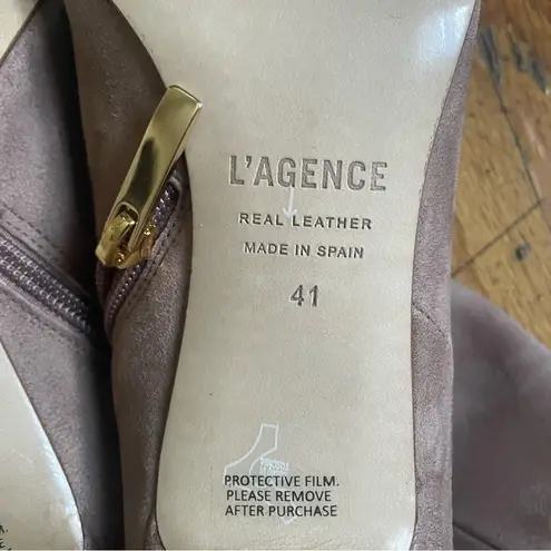 L'Agence Nude Suede Aimee Heeled Booties Size 11