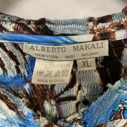 Alberto Makali Crinkle Fabric Abstract Print Button Front Shirt Top XL Fairycore