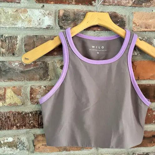 Wilo Tan Ribbed Longline Active Sports Bra, M Size M