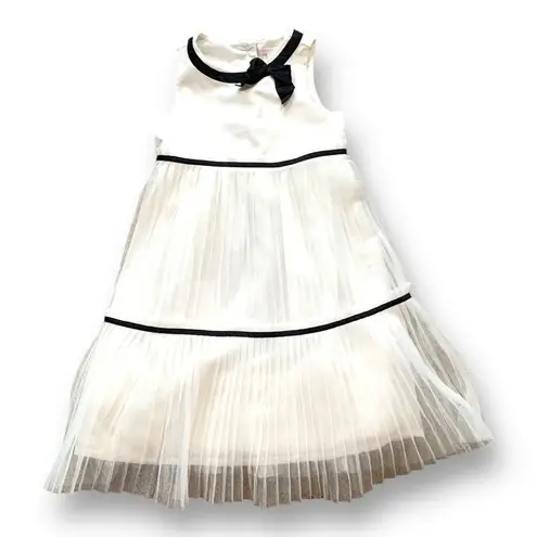 JACK Janie And  Holiday Portrait Dress Off White Tiered Tulle Black Ribbon Detail