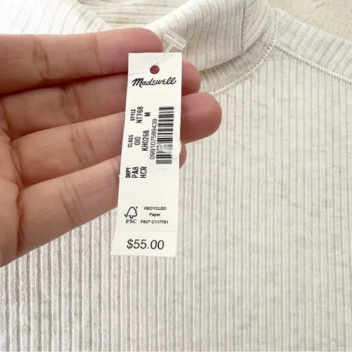 Madewell  Ribbed Turtleneck Long-Sleeve Tee in Heather Cream Size Medium NWT - Image 7