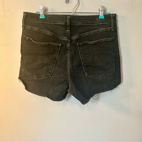 Abercrombie & Fitch  Black Denim Jean Shorts Raw Hem Size 30 High Rise