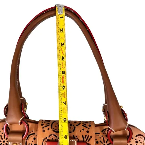 Salvatore Ferragamo Laser-Cut Leather and Crochet Bag in Original Wine