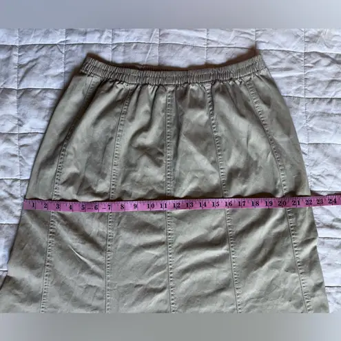 Vintage 90s Y2K Khaki Seamed Dramatic Ruffle Maxi Skirt Bohemian