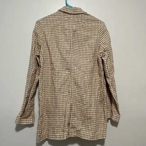 Madewell  Linen Dorset Blazer in Gingham Check Size Medium