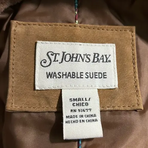 Vintage St Johns Bay Tan Washable Suede Boho Blazer Jacket~S~