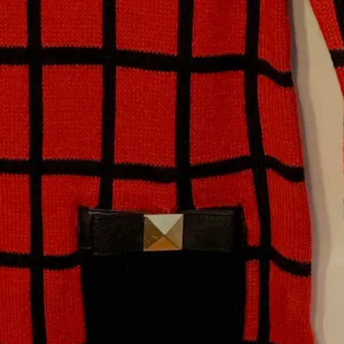 Mud Pie Everly Bow Tunic sweater black red S NWT