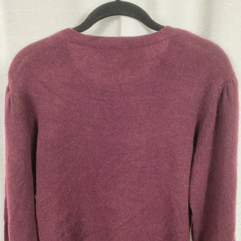 Frame Cabernet Dark Red Cashmere Puff Sleeve Smock Cuff Sweater Sz.M NWT