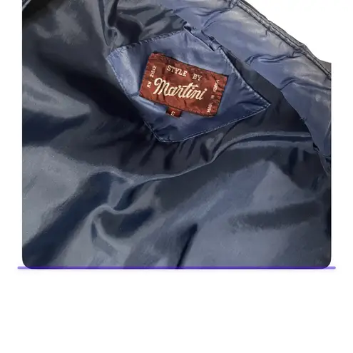 VINTAGE Vest 70s Style By Martini Navy Blue Snap Front Pockets Size Small