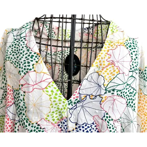 Jodifil Swimsuit Cover Up Medium NWT Dot Flowers Semi Sheer Beach Cruise Islands White Size undefined