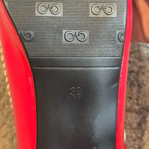 Women’s Red Chunky Heel Mary Jane Pumps Cute Bow & Hearts Round Toe Size 6 Red