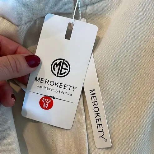 Merokeety  NWT taupe wide leg cargo trouser M