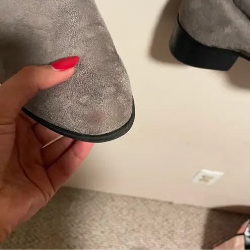 Attention Over the Knee Suede Block Heel Boots in Gray- Size 9