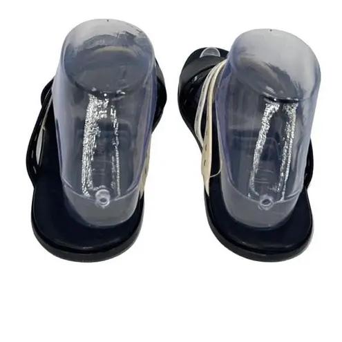 Henry Beguilin Womens Classic Slip On Flat Strappy Sandal Black White Size 38