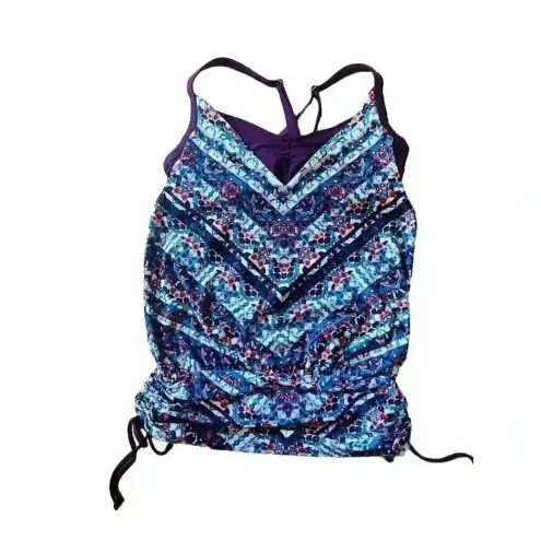 Athleta  Swimsuit Marrakesh Side Scrunch Tankini Swim Top Size‎ 32 B/C UPF+50