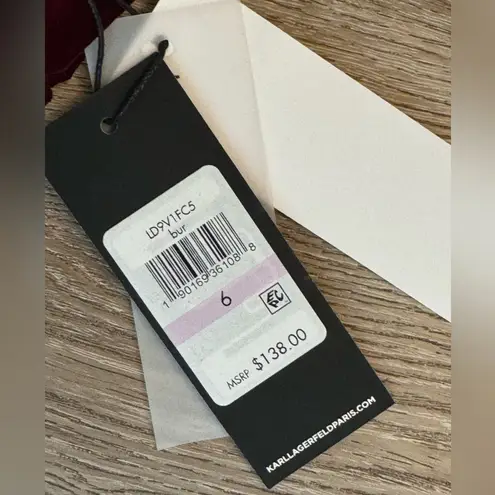 Karl Lagerfeld PARIS Burgundy Wine Red Velvet Ruffle-Hem Dress size 6 NEW