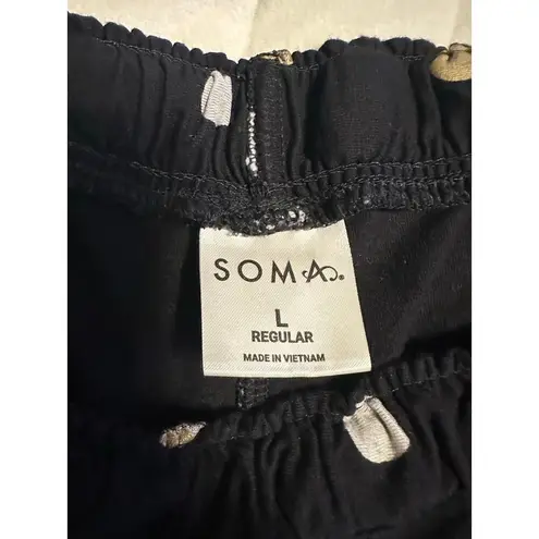 Soma Pajamas Set Women's Size XXL and Large Polka Dots Button Down Pants PJs Black