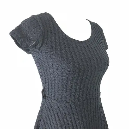 Gracia Womens Fit & Flare Skater Dress Size S Blue Knit Minimalist Preppy Office